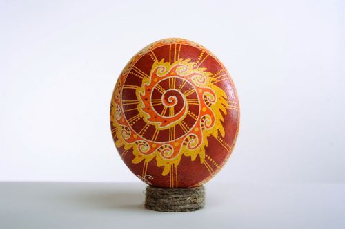 Pysanka de ovo de avestruz Gotas de sol - MADEheart.com