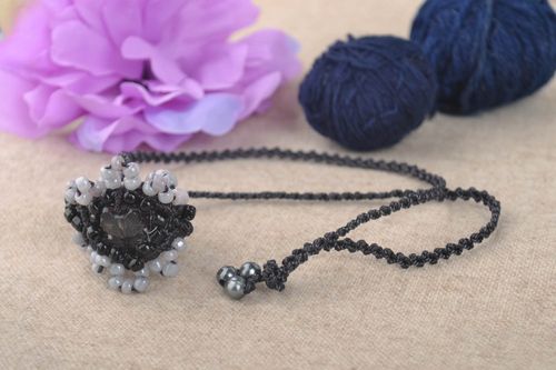 Stylish jewelry set fashionable textile pendant female black ring cute jewelry - MADEheart.com