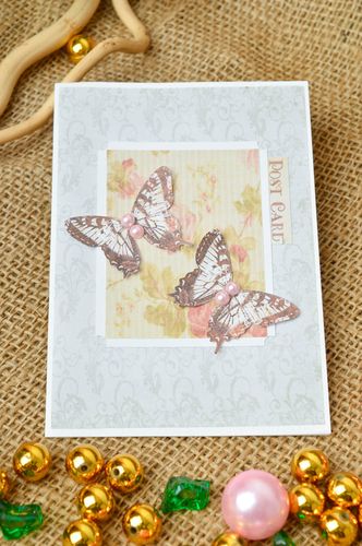 Carte de voeux faite main design en papier avec deux papillons Petit cadeau - MADEheart.com
