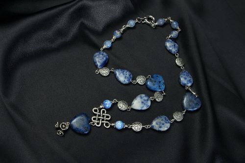 Necklace with Agate and Aquamarine - MADEheart.com