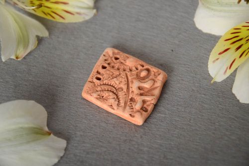 Small homemade designer square blank for clay pendant making DIY - MADEheart.com