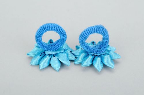 Set of hair scrunchies Blue aster - MADEheart.com