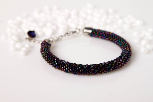 Handmade designer unusual bracelet beaded cord bracelet elegant jewelry - MADEheart.com