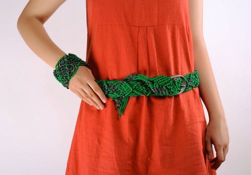 Bracelet et ceinture pour femme verts faits main - MADEheart.com