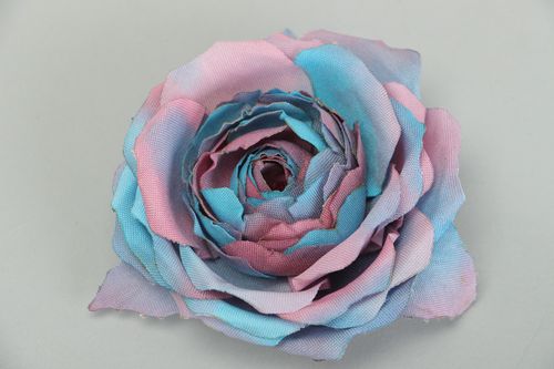 Handmade tender floral brooch made of fabric in romantic style Blue Rose - MADEheart.com