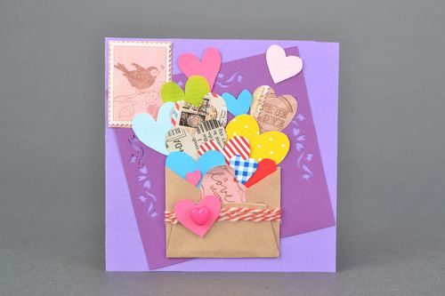Авторская открытка с сердечками с днем святого Валентина - MADEheart.com