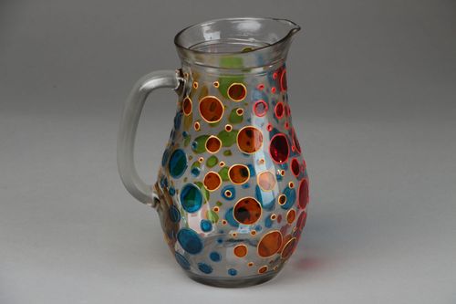 Cruche en verre faite main originale vaisselle peinte design pour maison - MADEheart.com