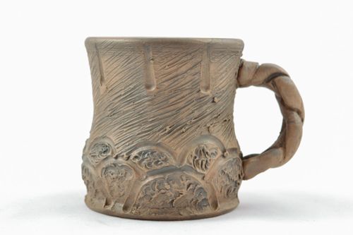 Ceramic cup custom with a handle made of lead-free clay for morning coffee 0,47 lb - MADEheart.com