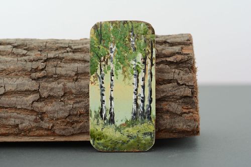 Ímã de madeira na geladeira Em um bosque de bétulas - MADEheart.com