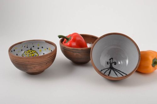 Handmade Geschirr aus Keramik Küchen Deko 3 Keramik Schüsseln Geschenk für Frau - MADEheart.com