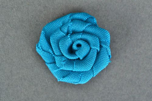 Handmade decorative blue fabric rose flower decoration for DIY brooch or hair clip - MADEheart.com
