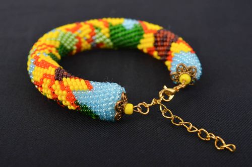 Bracelet perles rocaille Bijou fait main tournesols Accessoire femme design - MADEheart.com