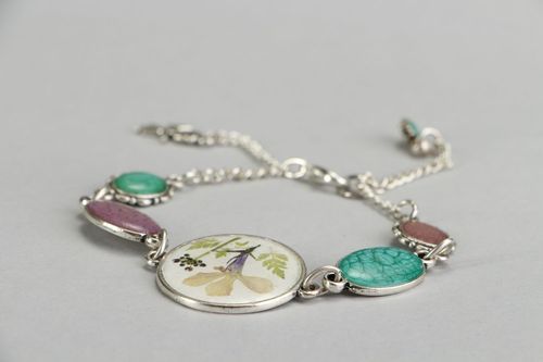 Metal bracelet with epoxy Flower Arrangement - MADEheart.com