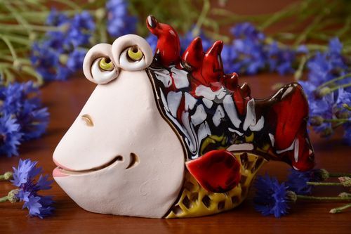 Tirelire en céramique faite main décoration avec peinture aux colorants Poisson - MADEheart.com