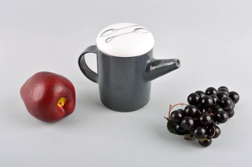 Théière design faite main Vaisselle céramique noir-blanc Cadeau pratique - MADEheart.com