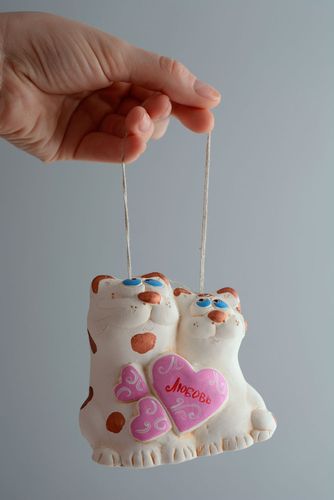 Clochette figurine en céramique Lamour des chats - MADEheart.com