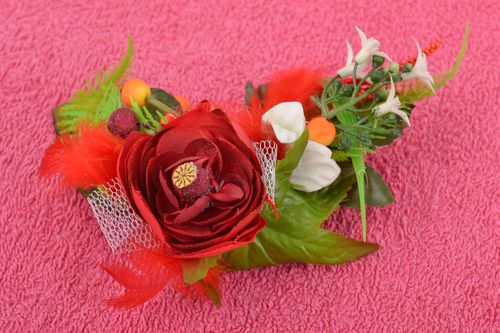 Fleurs artificielles pour barrette ou broche faites main fourniture rouge - MADEheart.com