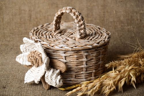 Stylish handmade woven bread basket unusual home accessories lovely home decor - MADEheart.com