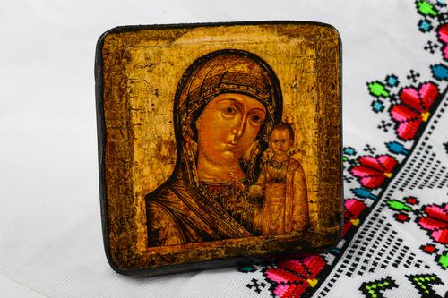 Icono cristiano artesanal imagen de Virgen María icono religioso pintado - MADEheart.com