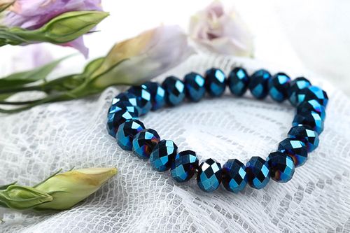 Bracelet verre design Bijoux fait main bleu Accessoire pour femme original - MADEheart.com