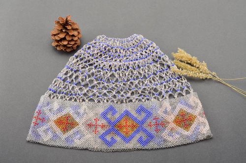 Knitted hat ladies hat openwork cap with beads beautiful hat gift ideas - MADEheart.com