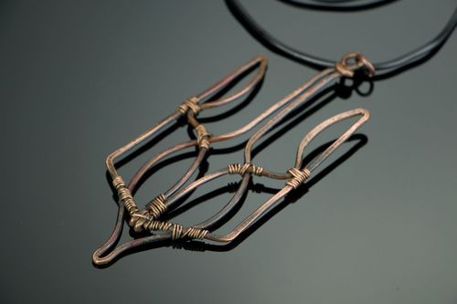 Copper pendant Tryzub - MADEheart.com