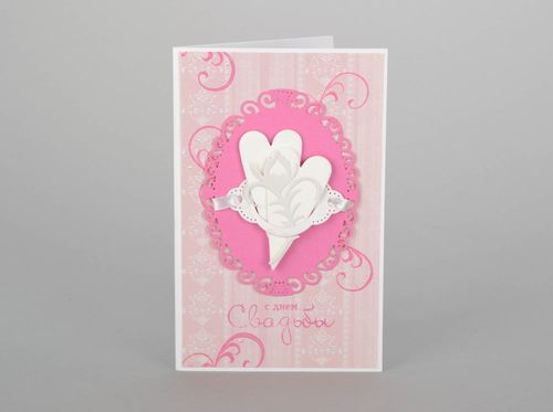 Carte de vœux mariage rose faite main - MADEheart.com