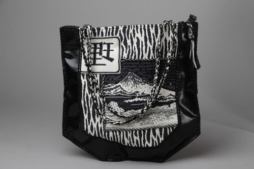 Кожаная сумка с гобеленом  - MADEheart.com