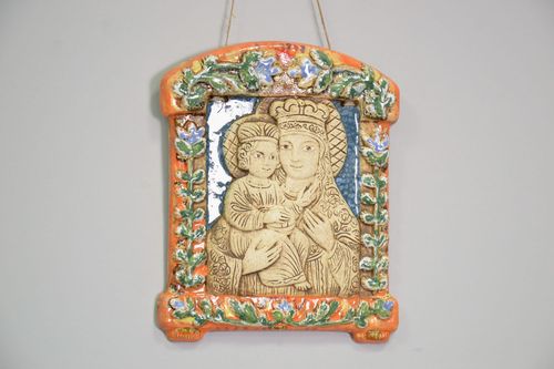 Keramik Wandbild Ikone Mutter Gottes - MADEheart.com
