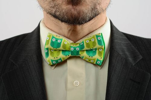 Зеленый галстук-бабочка Совушки - MADEheart.com