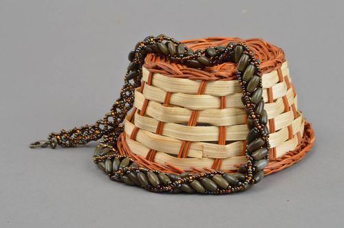 Glasperlen Halskette mit Katzenauge handmade Collier für Damen Designer Kette - MADEheart.com