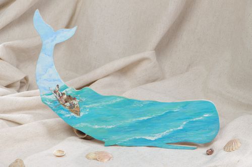 Настенное панно кит из фанеры с росписью ручной работы авторское яркое необычное - MADEheart.com
