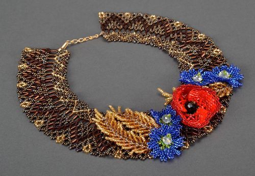 Necklace Field flowers made of Czech beads - MADEheart.com