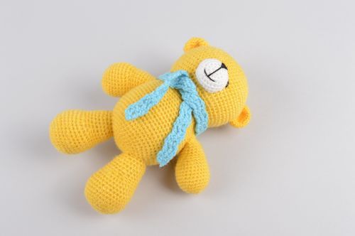 Мягкая игрушка ручной работы игрушка мишка желтый вязаная игрушка из акрила - MADEheart.com