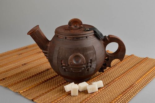 Tetera para té hecha a mano de arcilla accesorio de cocina vajilla moderna - MADEheart.com