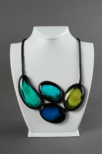 Leather necklace handmade gift jewelry made of horn colorful design necklace  - MADEheart.com