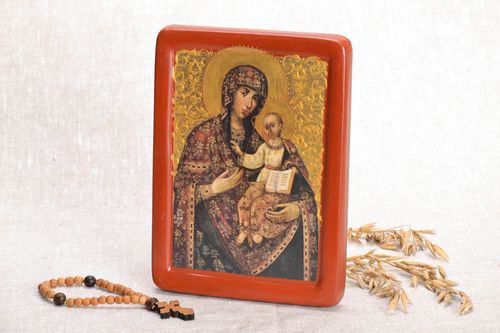 Icône religieuse reproduction faite main Notre-Dame Hodigitria en bois - MADEheart.com