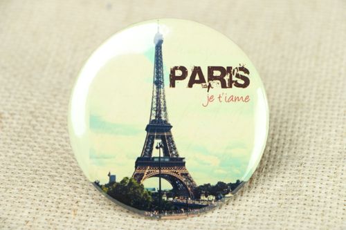 Miroir de poche fait main en métal original joli avec photo imprimée Paris - MADEheart.com