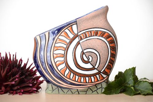 8 inches sea shell shape ceramic vase for home décor 2,4 lb - MADEheart.com