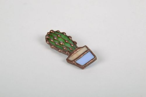 Broche de verre vitrail Cactus - MADEheart.com