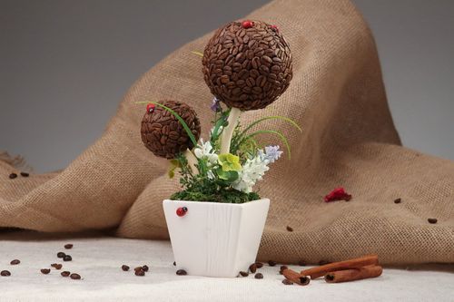 Arbre artificiel topiaire en grains de café  - MADEheart.com