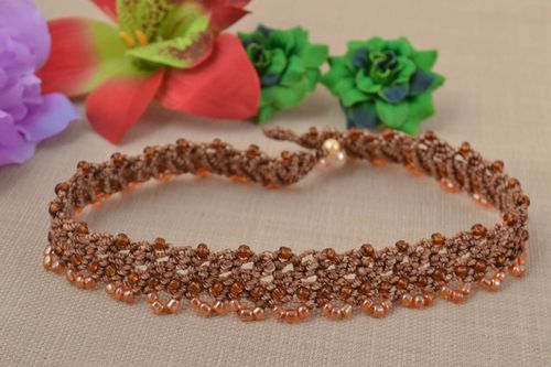 Macrame necklace handmade beaded accessory designer necklace braided jewelry - MADEheart.com