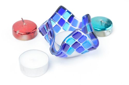 Candelero de cristal hecho a mano soporte para velas decoración de interior - MADEheart.com