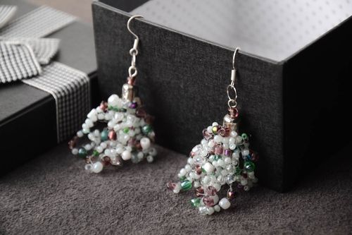 Stylish handmade beaded earrings woven bead earrings cool jewelry designs   - MADEheart.com