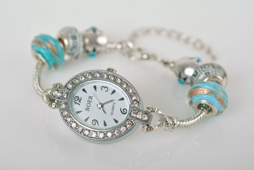 Handmade ausgefallene Armbanduhr Damen silberne Damenuhr modische Armbanduhr  - MADEheart.com