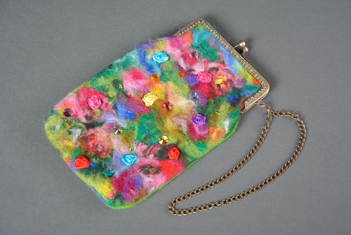Сумка ручной работы женская сумка разноцветная длинная на цепочке сумка валяние - MADEheart.com