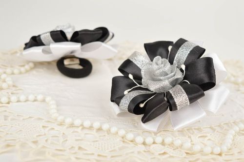 Handmade designer accessories 2 stylish cute scrunchies elegant hair ties - MADEheart.com