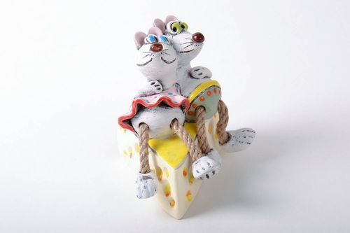 Sparbüchse aus Keramik Mäuse auf Käse  - MADEheart.com