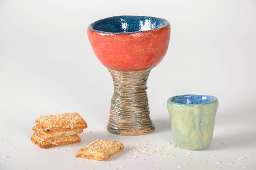 Copo de cerâmica colorido feito à mão revestido com esmalte para decoração da cozinha - MADEheart.com