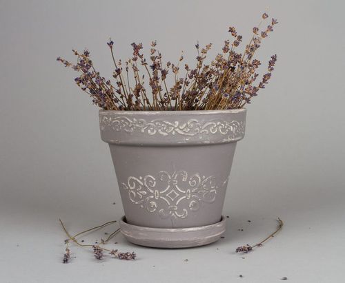 Vaso per piante Vaso fatto a mano Vaso per fiori in ceramica Vaso decoupage - MADEheart.com